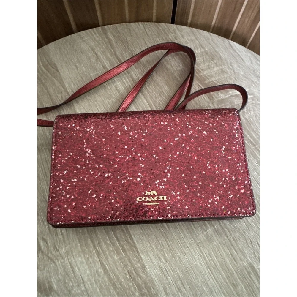 Coach Ruby Glitter Foldover Crossbody Clutch Wallet NWT MSRP $225